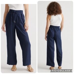 Quince 100% European Linen Wide Leg Pants Deep Navy Size XL Summer Lagenlook